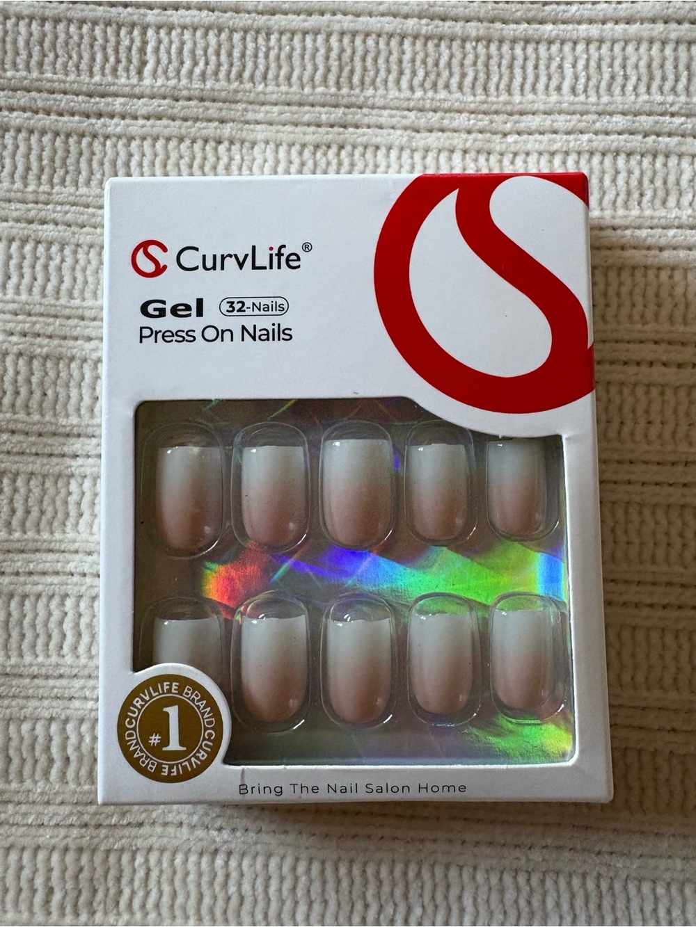 Curvlife Ombré white and Pink Gel Press-On Nails - 32 Count